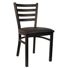 Load image into Gallery viewer, Ladder Back Metal Chair w/ Black Frame &amp; Black Vinyl Cushion. Please see seat options.
