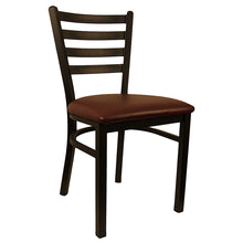 Load image into Gallery viewer, Ladder Back Metal Chair w/ Black Frame &amp; Black Vinyl Cushion. Please see seat options.
