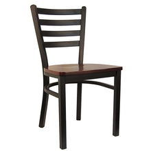 Load image into Gallery viewer, Ladder Back Metal Chair w/ Black Frame &amp; Black Vinyl Cushion. Please see seat options.
