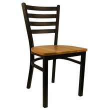 Load image into Gallery viewer, Ladder Back Metal Chair w/ Black Frame &amp; Black Vinyl Cushion. Please see seat options.
