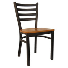 Load image into Gallery viewer, Ladder Back Metal Chair w/ Black Frame &amp; Black Vinyl Cushion. Please see seat options.
