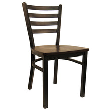 Load image into Gallery viewer, Ladder Back Metal Chair w/ Black Frame &amp; Black Vinyl Cushion. Please see seat options.
