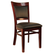 Load image into Gallery viewer, Dark Walnut Wood Chair w/ Black Vinyl Seat &amp; Back Cushion
