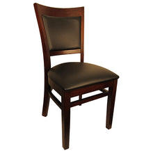 Load image into Gallery viewer, Dark Walnut Wood Chair w/ Black Vinyl Seat &amp; Back Cushion
